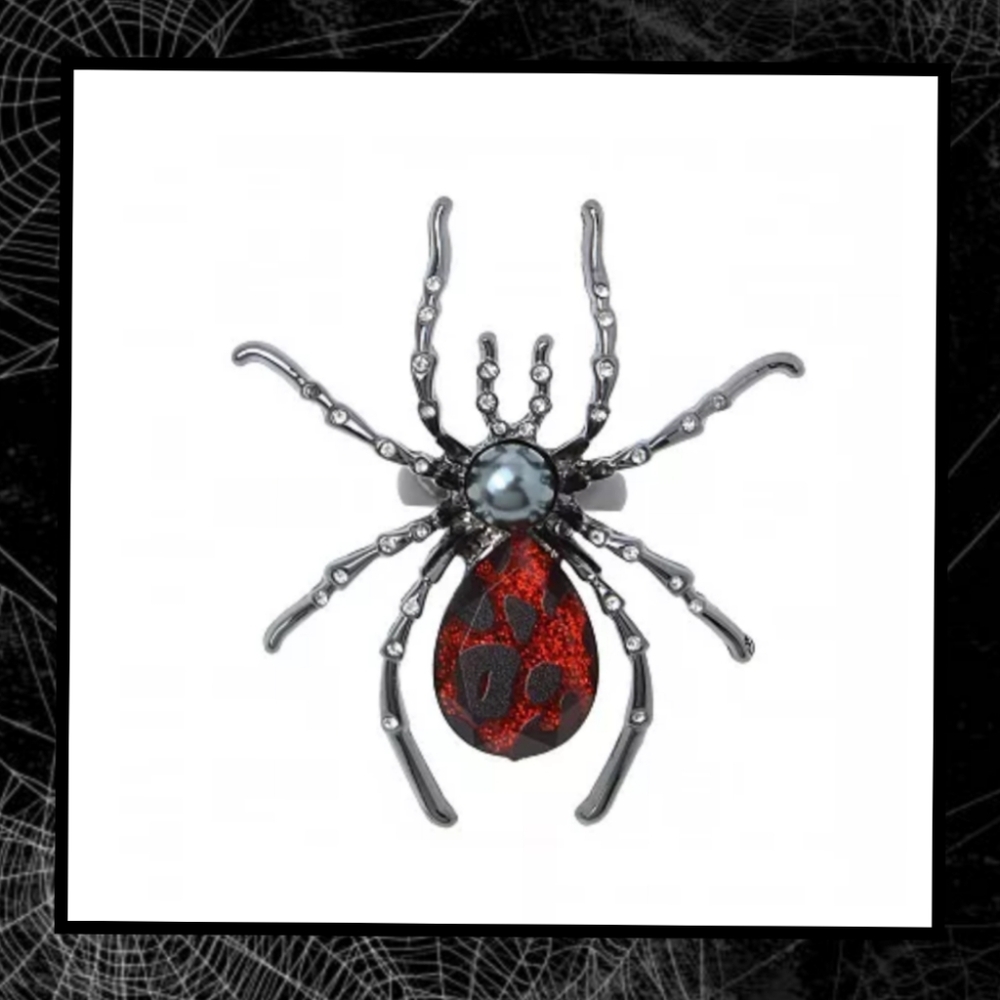 🆕 Red Spotted Widow Spider Ring 🕸️ Betsey Johnson